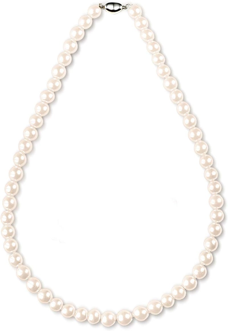 JORA White Freshwater Cultured Pearl Necklace for Women in 18 Inch Princess Length - Image 1